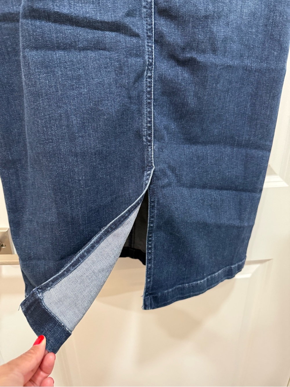 Pilcro by Anthropologie High Rise Straight Denim Midi Skirt Dark Indigo Size 4 - Picture 6 of 12